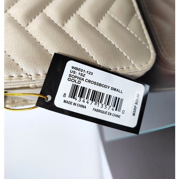 NWT BEBE Gold Sophia Crossbody Bag Small Vegan Purse Quilted Chain Strap 5x7x2 - Picture 3 of 10